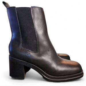 Crown Vintage Dilana Platform Boots Black Women's Size 9.5 Leather Chunky Heel